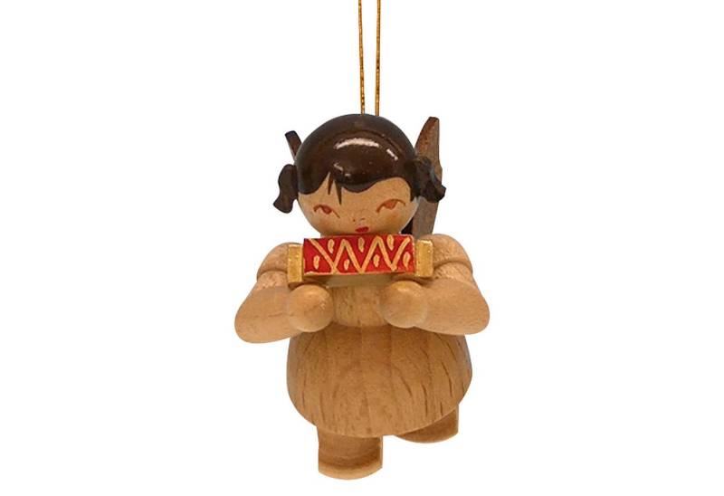 Figurenland Uhlig GmbH Dekohänger Christbaumschmuck Engel mit Mundharmonika - natur - schwebend (5,5cm) von Figurenland Uhlig GmbH