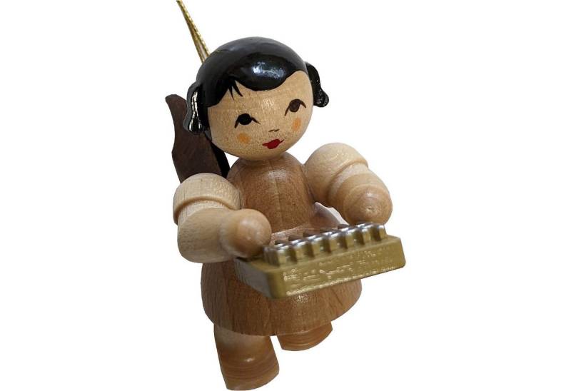 Figurenland Uhlig GmbH Dekohänger Christbaumschmuck Engel schwebend mit Kalimba - natur (5,5cm) von Kuns von Figurenland Uhlig GmbH