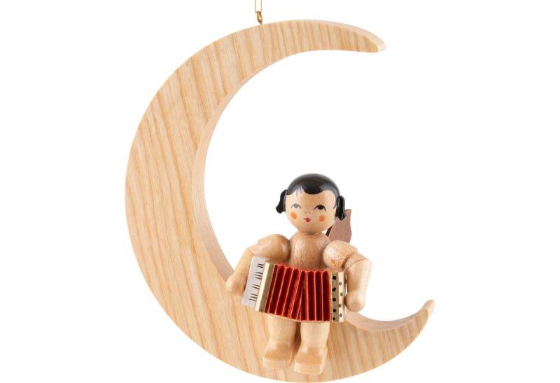 Figurenland Uhlig GmbH Dekohänger Engel mit Akkordeon - natur - sitzend im Mond natur (16,5cm) von Kunst von Figurenland Uhlig GmbH