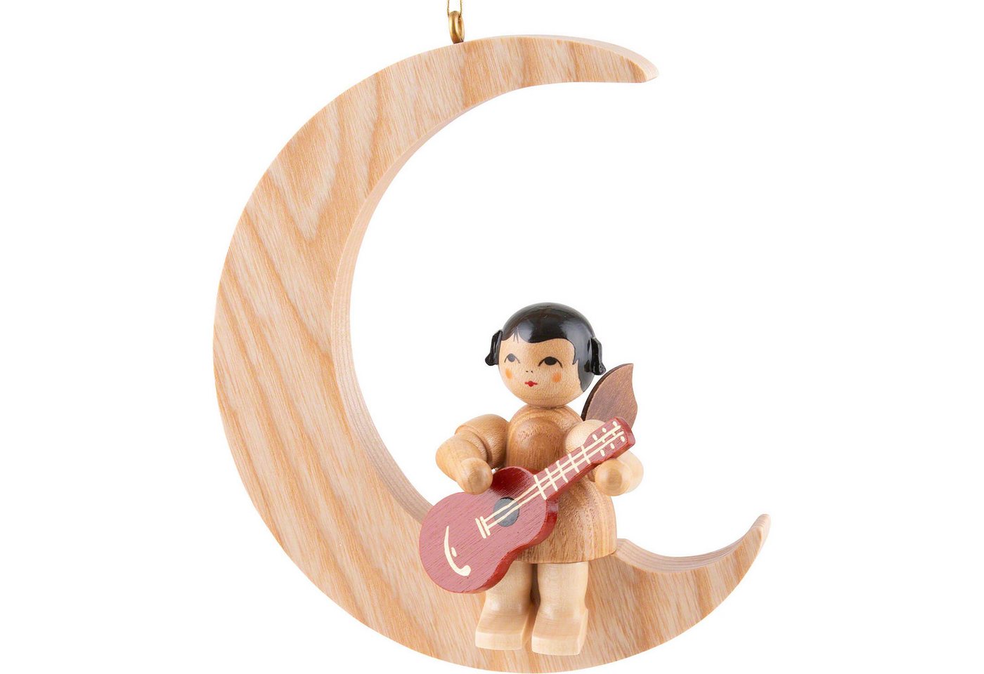 Figurenland Uhlig GmbH Dekohänger Engel mit Gitarre - natur - sitzend im Mond natur (16,5cm) von Kunstge von Figurenland Uhlig GmbH