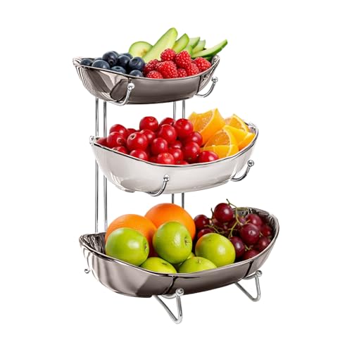 Fiita 3-stöckiger Keramik Obst Etagere mit 3 Etagen Platzsparendes Obstkorb Etagere für die Familie, Stabil Und Ohne zu Zittern, Obstschale Modern mit Natürlichem Bambus Steher für Gemüse Obst Snacks Fiita 3-stöckiger Keramik Obst Etagere mit 3 Etagen Platzsparendes Obstkorb Etagere für die Familie, Stabil Und Ohne zu Zittern, Obstschale Modern mit Natürlichem Bambus Steher für Gemüse Obst Snacks von Fiita