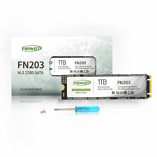 Fikwot FN203 1TB M.2 SATA SSD - SLC Cache 3D NAND TLC SATA III 6Gb/s M.2 2280 NGFF Internal Solid State Drive, Bis zu 550MB/s, Kompatibel mit Ultrabooks, Tablet Computern und Mini PCs Fikwot FN203 1TB M.2 SATA SSD - SLC Cache 3D NAND TLC SATA III 6Gb/s M.2 2280 NGFF Internal Solid State Drive, Bis zu 550MB/s, Kompatibel mit Ultrabooks, Tablet Computern und Mini PCs von Fikwot