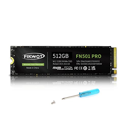 Fikwot FN501 Pro 512GB NVMe SSD - M.2 2280 PCIe Gen3 x4 Internes Solid State Drive mit Graphene Kühlaufkleber, Bis zu 3500 MB/s, SLC Cache 3D NAND TLC, Kompatibel mit Laptop & PC Desktop von Fikwot
