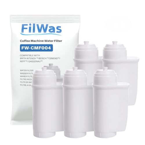 FilWas Wasserfilter passend für Kaffevollautomat Siemens EQ3 EQ5 EQ7 EQ8 EQ9 Bosch VeroAroma Ersatz für Brita Intenza TZ70033A Bosch TCZ7003 TCZ7033 NEFF C77V60 Serie (5) von FilWas