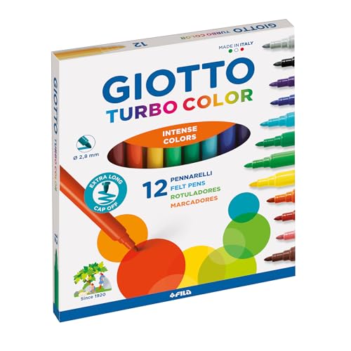 GIOTTO Turbo Color Fasermaler, Mehrfarbig, 12 Farben von GIOTTO