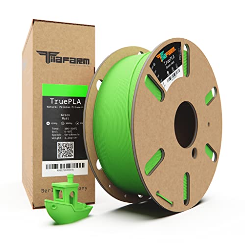 Filafarm TruePLA (Green Matt) 1.75mm, 3D Drucker PLA Filament 1kg Spule, Geeignet für Schnelles Drucken, Maßgenauigkeit +/- 0.02mm von Filafarm