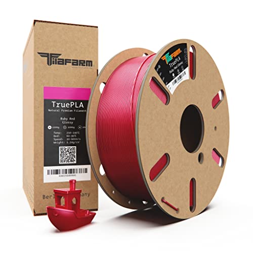Filafarm TruePLA (Ruby Red Glossy) 1.75mm, 3D Drucker PLA Filament 1kg Spule, Geeignet für Schnelles Drucken, Maßgenauigkeit +/- 0.02mm von Filafarm