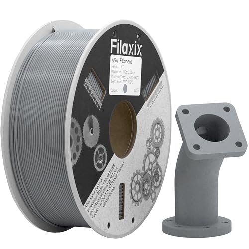ASA Filament 1,75 mm Grau, ASA 3D-Filament perfekt zum Drucken von Funktionsteilen im Außenbereich, Maßgenauigkeit +/- 0,02 mm, 1kg von Filaxix