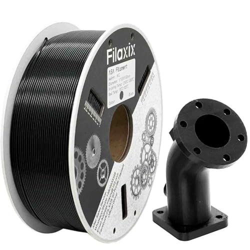 ASA Filament 1,75 mm Schwarz, ASA 3D-Filament perfekt zum Drucken von Funktionsteilen im Außenbereich, Maßgenauigkeit +/- 0,02 mm, 1kg von Filaxix