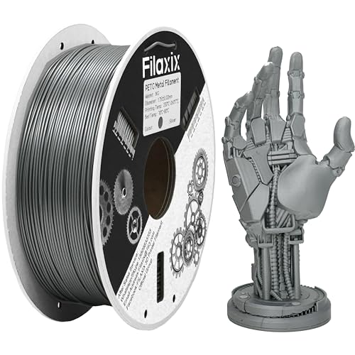 PETG-Filament 1,75 mm Metallic Silber, PETG-3D-Druckfilament, Kompatibel Mit Bambu LAB, QIDI MAX3, FLASHFORGE Adventurer 5M, Prusa MK4 FDM 3D-Drucker, 1 kg von Filaxix