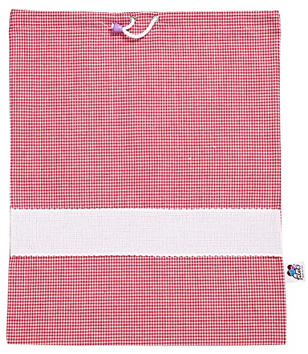 Filet - Kindergartentasche mit Rot und Weiß Vichy-Karodruck |Individualisierbarer Aida-Stoffbandeinsatz | Maße: 42 x 34 cm | Made in Italy, 45 g von Filet