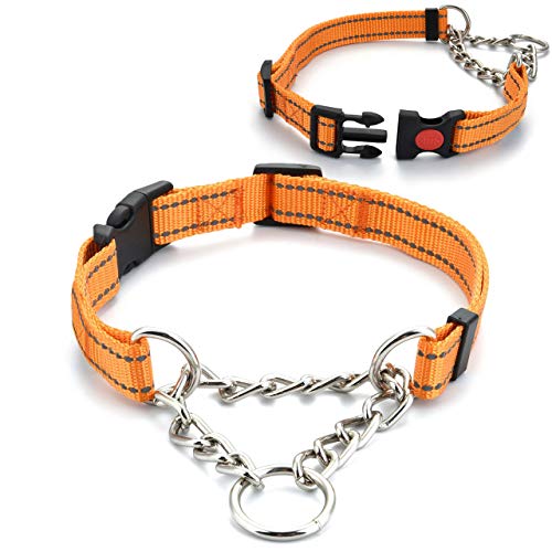 Filhome Nylon Hundehalsband Einstellbare Chain Reflektierend Halsband Training für Kleine Hunde Orange/S von Filhome