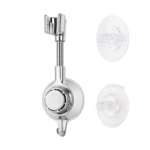 Duschkopfhalterung Kein Bohren, Duschkopfhalterung Saugnapf 360°, Handbrause Halterung Ohne Bohren, Wandhalterung, ABS-Kunststoff (Silber) von Fililogor