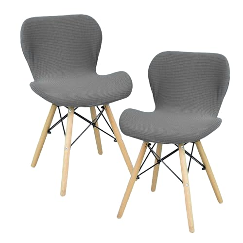 Fililogor Barhocker Bezüge 2er Set Stretch Stuhlhussen für Barhocker, Schwarz Hocker Bezug mit Lehne für Esszimmer, Küche, Outdoor (Dunkelgrau, 2er Set) von Fililogor