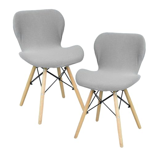 Fililogor Barhocker Bezüge 2er Set Stretch Stuhlhussen für Barhocker, Schwarz Hocker Bezug mit Lehne für Esszimmer, Küche, Outdoor (Hellgrau, 2er Set) von Fililogor