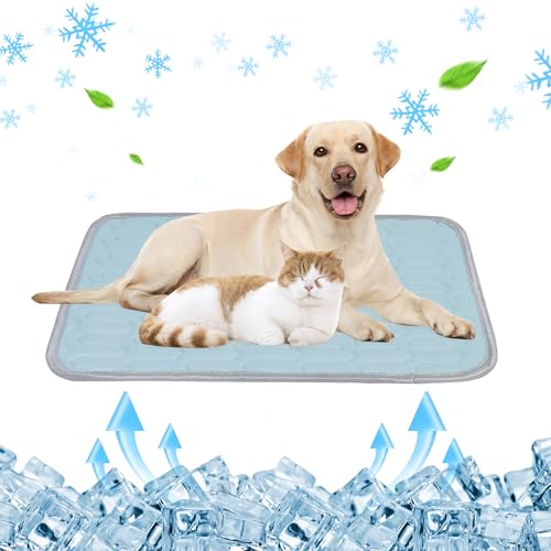 Fililogor Kühlmatte für Hunde & Katzen, Hundekühlmatte, Selbstkühlende Matte Hunde/Katzen, Weiches Hundeeisbett Sommerkühlbett zum Schlafen (Blau, 70 * 50cm) von Fililogor