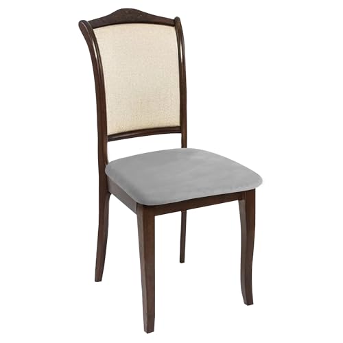 Fililogor Samt Weich Sitzbezug, Sitzbezug Stuhl 4er Set, Stuhlbezug Sitzfläche Samt Stretch-sitzbezüge, Für Esszimmer, Küche (2, grau) von Fililogor