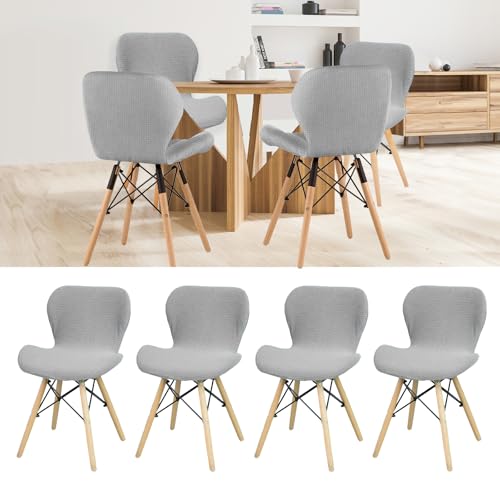 Fililogor Stuhlhussen Elastisch Stuhlhussen für Barhocker, Grau Stuhlhussen 4er Set, Polyesterfaser Barhocker Bezug mit Lehne für Esszimmer, Küche, Outdoor (Hellgrau, 4er Set) von Fililogor