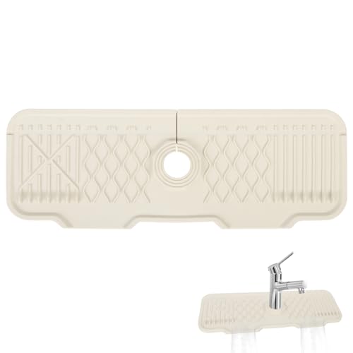 Fililogor Silikon Wasserhahn Matte, Wasserhahn Spüle Spritzschutz, Wasserhahn Spritzschutz Matte, für Küche & Badezimmer Arbeitsplatte Schützen (weiß, 43 * 15cm) von Fililogor