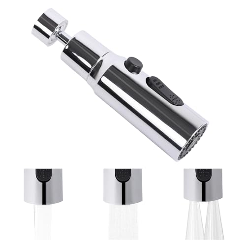 Wasserhahn Aufsatz Schwenkbar 22mm, Schwenkbarer Wasserhahn Aufsatz Küche, Wasserhahn Küche aufsatz Schwenkbar Schwarz, 360° Drehbarer mit 3 Modi (Silber, 360° schwenkbar) von Fililogor