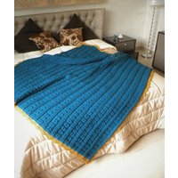 Gehäkelte Doppelbettdecke. Große Steppdecke, Handgefertigt in Italien. Anpassbares Gestricktes Plaid, Hochzeitsgeschenk von FilinFilando
