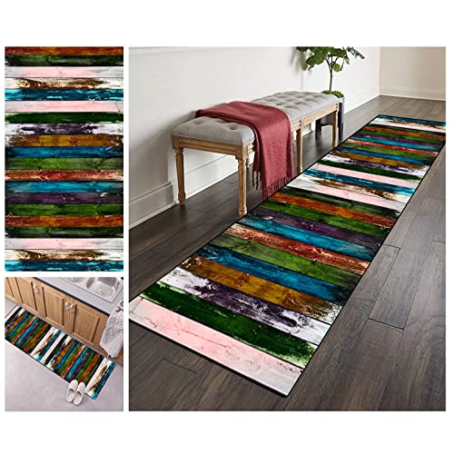 Filjr Teppich Läufer Flur Korridor Blau und Grün Bunter Modern 120X200cm rutschfest Waschbar Vintage Kücheläufer Teppichläufer Polyester Meterware Anpassbar von Filjr