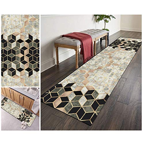 Filjr Teppich Teppiche Läufer Flur Küche rutschfest Waschbar Bunter Vintage 60x250cm Kücheläufer Teppichläufer Polyester Meterware Anpassbar von Filjr