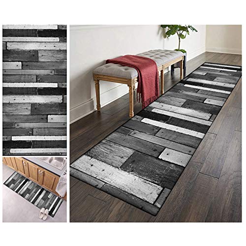 Filjr ZVEZVI Teppich Läufer Flur Küche rutschfest Waschbar Grau 90X450cm Lange Vintage Kücheläufer Teppichläufer Polyester Meterware Anpassbar von Filjr