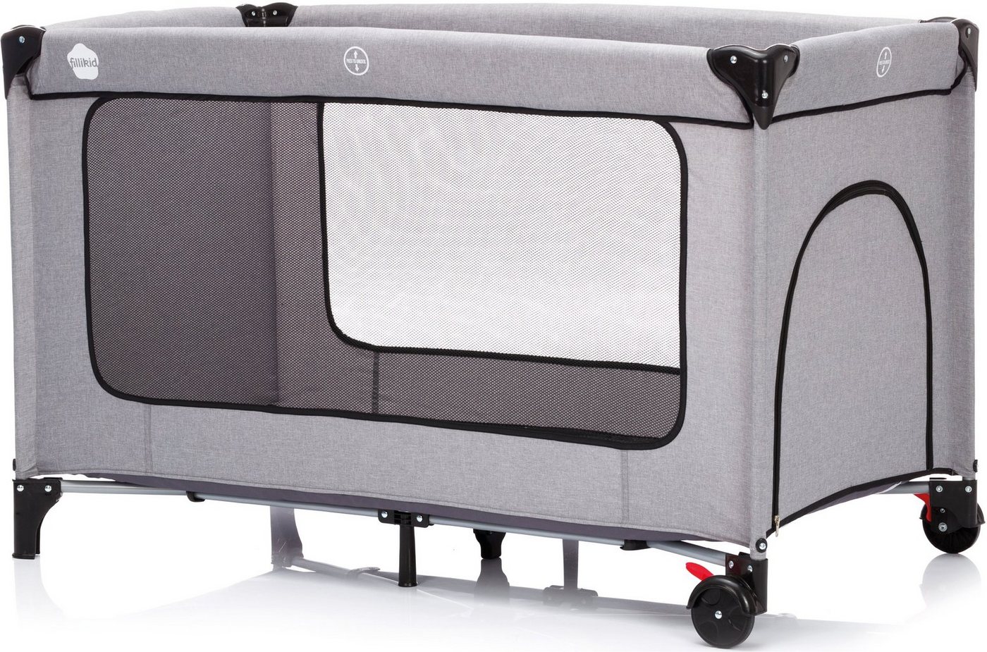Fillikid Baby-Reisebett Standard grau melange, Inklusive Transporttasche von Fillikid