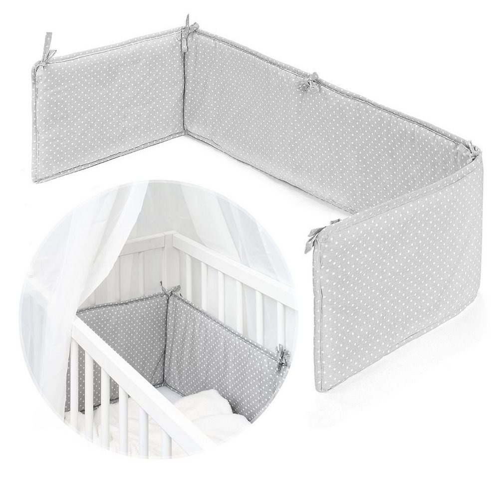 Fillikid Nestchenschlange Punkte - Grau, Baby Nestchen Nest für Beistellbett & Babybett 90x40 cm Bettumrandung von Fillikid