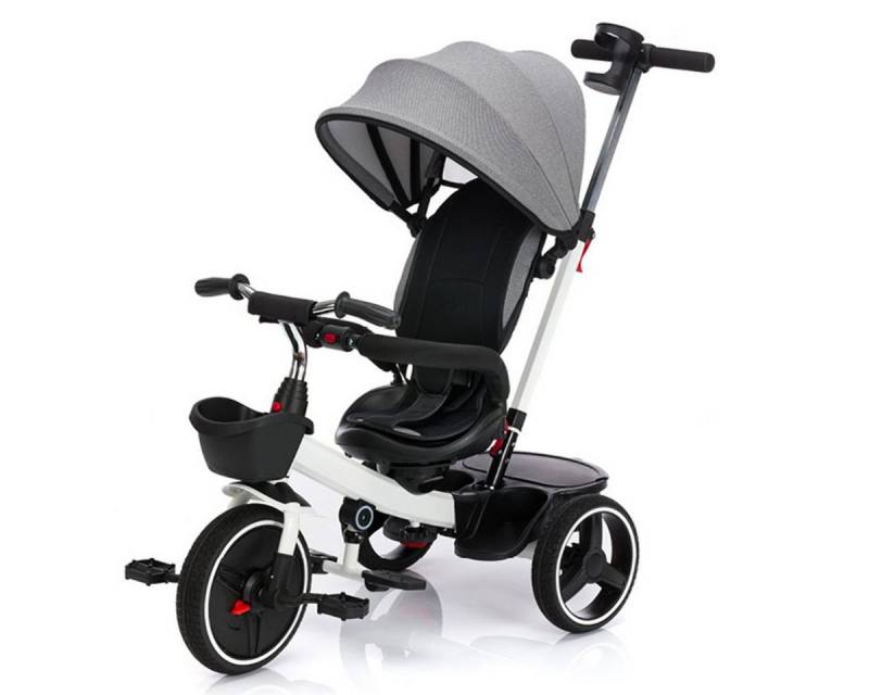 Fillikid Dreirad-Kinderwagen Niki 360 - Weiß Grau, Baby Kinderdreirad ab 12 Monaten bis 22 kg verstellbare Schiebestange von Fillikid