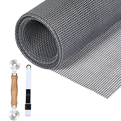 Fillis Insektenschutz Fenstergitter, 120x250cm Ersatz Fliegengitter Meterware aus Fiberglas Mückenschutz Gewebe Moskitonetz mit Reinigungsbürste und Einroller DIY Zuschneidbar für Fenster Tür, Grau von Fillis