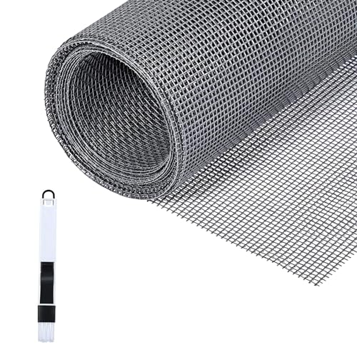 Fillis Insektenschutz Fliegengitter, 150x500cm Ersatzgitter Meterware aus Fiberglas Mückenschutz Gewebe Moskitonetz mit Reinigungsbürste DIY Zuschneidbar für Fenster Tür, Grau von Fillis