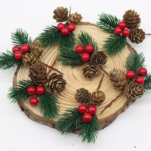 Filltown 20 dekorative Zweige mit Lärchenzapfen, roten Beeren und Kiefernnadeln, zur Verwendung als Dekoration für Kränze und Sträuße, Weihnachtsdekoration zum Streuen Filltown 20 dekorative Zweige mit Lärchenzapfen, roten Beeren und Kiefernnadeln, zur Verwendung als Dekoration für Kränze und Sträuße, Weihnachtsdekoration zum Streuen von Filltown