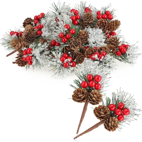 Filltown 20PCS Deko-Zweig mit Lärchenzapfen, roten Beeren und Baumnadeln - Streudeko weihnachtlich - Dekozweig für Kränze und Gestecke Filltown 20PCS Deko-Zweig mit Lärchenzapfen, roten Beeren und Baumnadeln - Streudeko weihnachtlich - Dekozweig für Kränze und Gestecke von Filltown