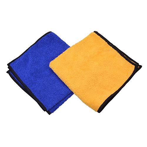 Filmer Autopflegetücher - Mikrofasertücher für alle Einsatzzwecke Rund um das Auto - 35 x 35 cm, blau & orange von Hillfield