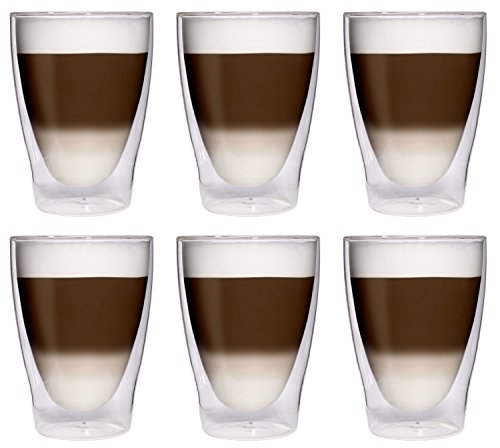 Filosa® Latte Macchiato Gläser doppelwandig (6x 280ml), Espresso Gläser, Teegläser, Cappuccino Gläser, Thermogläser doppelwandig Latte Gläser, Doppelwandige Gläser Latte Macchiato, Kaffeegläser von Filosa