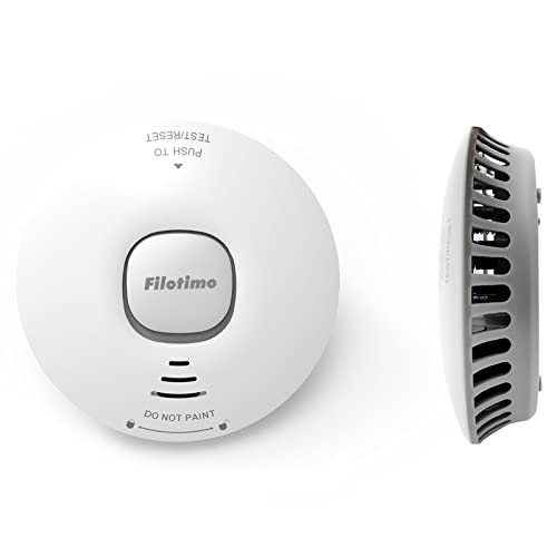 Rauchmelder Wi-Fi mit austauschbarer Batterie, Mute-Taste, Rauchmelder Wi-Fi, Auto Self-Check-Funktion, entspricht EN 14604 Standard von Filotimo
