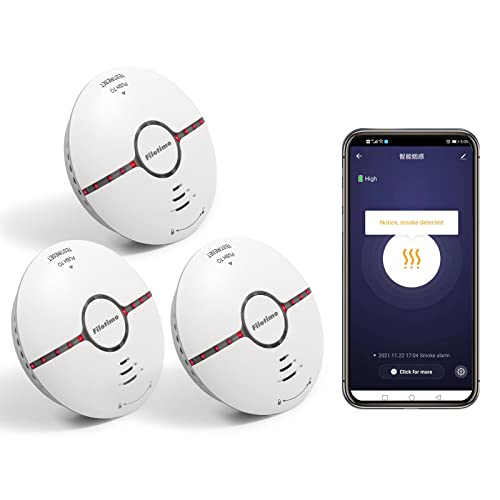 Rauchmelder Wi-Fi mit austauschbarer Batterie & Stummschalt-Taste, Smarter Feuermelder, Auto-Selbstüberprüfungsfunktion, entspricht EN 14604 Standard(3 Pack) von Filotimo
