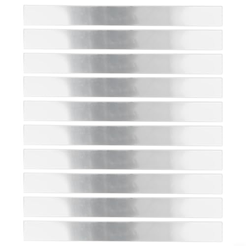10 Stück lange Streifen Acryl Spiegel Mosaik Wandaufkleber Selbstklebend Reflektierende Aufkleber Acryl Wanddekoration Reflektierende Wandaufkleber für Wohnzimmer Heimdekoration (Silber) von Filteilect