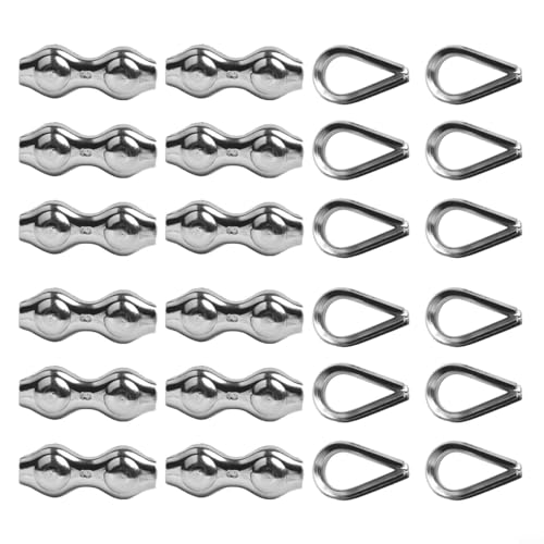 12-teiliges Duplex-Klemmen- und Drahtseil-Fingerhut-Set, 304 Edelstahl-Seilklemme (M2) von Filteilect