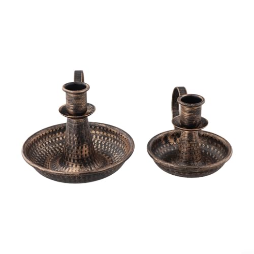 2 Kerzenhalter aus schwarzem Eisen mit Griffen für Event und Heimdekoration (Bronze) von Filteilect