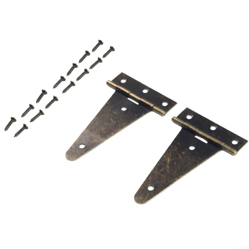 2 Stück robuste bronzefarbene flache T-Scharniere für Scheunen-Holzboxen, Schranktüren von Filteilect