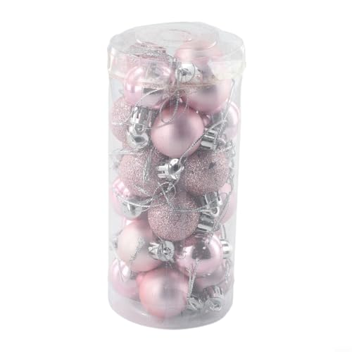 24-teiliges rosa Weihnachtskugel-Ornament-Set, 3 cm, bruchsichere Baumschmuck für Urlaub, Hochzeit, Party und Heimdekoration, Kunststoff-Hängekugeln von Filteilect