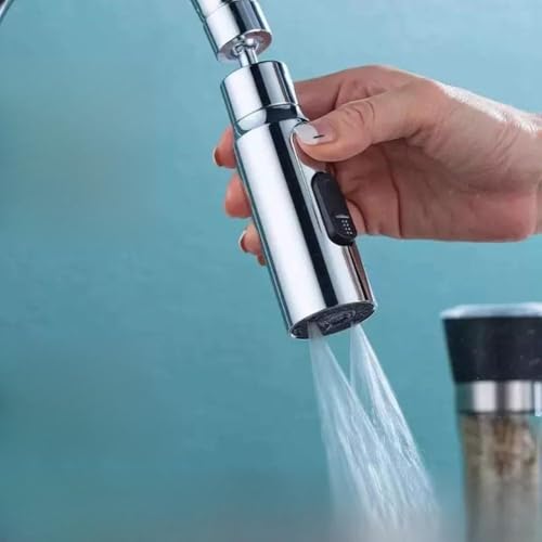 360 Grad schwenkbarer Küchenarmatur-Sprühkopf mit 3 Funktionen, verstellbarer Verlängerung für die meisten Standard-Wasserhähne in Silber, Schwarz oder Grau (schwarz) von Filteilect