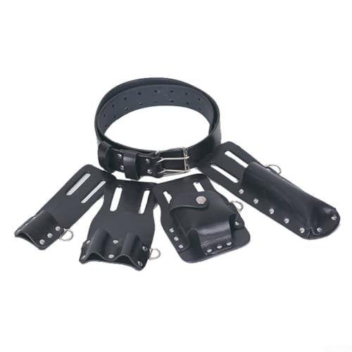 5-in-1 Werkzeug-Gürteltasche aus Leder für Wasserwaagenschlüssel, Ledergerüst, Schwarz von Filteilect
