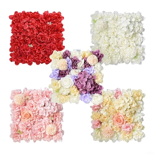 6 Stück künstliche Blumen Wandhintergrund 3D Blume Wandpaneele Hochzeitsdekor elegante Hochzeitsdekoration künstliche Blumen Wandpaneele geeignet für drinnen und draußen (lila) von Filteilect