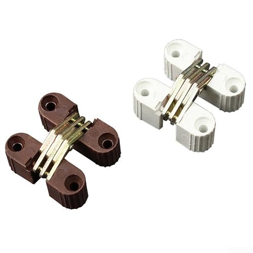 6 unsichtbare Klapptür-Kreuzscharniere aus Kunststoff, unsichtbar, verdecktes Scharnier (braun) von Filteilect