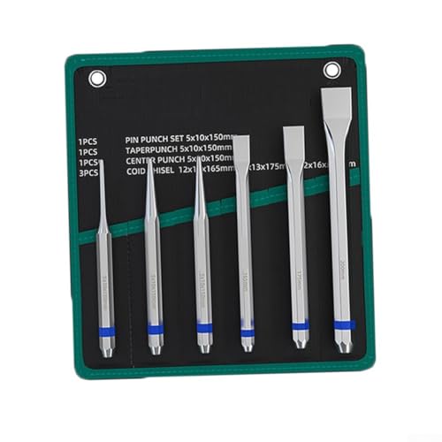 6 x flache Rollstift-Stanzwerkzeugentferner, robuster Meißelkegel, Uhren-Reparatur von Filteilect