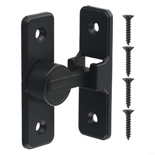 90 Grad Schiebetürschloss, schwarze Zinklegierung, Scheunentorriegel, Hardware, Gartentorriegel, Sichtschutz-Türschloss, für Holzwicket-Schrankstange von Filteilect